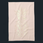 Pretty copper rose gold pineapple & blush pink tea towel<br><div class="desc">Elegant and modern faux rose gold pineapple.</div>