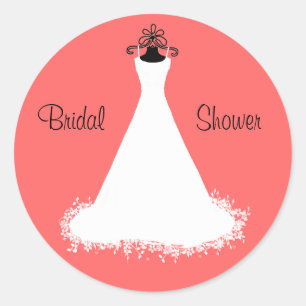 Pretty Coral Bridal Shower Envelope Seal