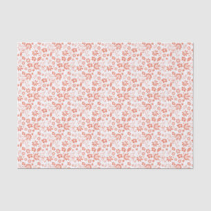 Pretty Coral Peach Tropical Spring Flowers Tissue Paper
