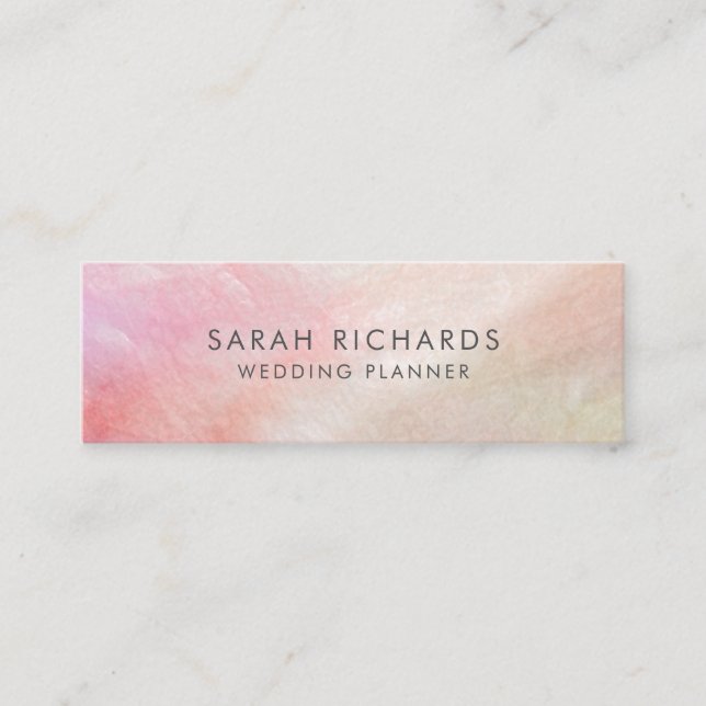 Pretty Coral Pink Mother of Pearl Shell Mini Business Card (Front)