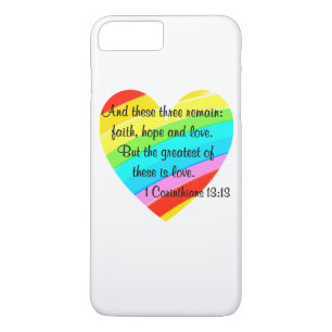PRETTY CORINTHIANS 13:13 RAINBOW HEART DESIGN iPhone 8 PLUS/7 PLUS CASE