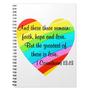 PRETTY CORINTHIANS 13:13 RAINBOW HEART DESIGN NOTEBOOK