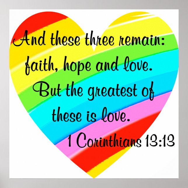 PRETTY CORINTHIANS 13:13 RAINBOW HEART DESIGN POSTER (Front)
