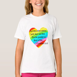 PRETTY CORINTHIANS 13:13 RAINBOW HEART DESIGN T-Shirt