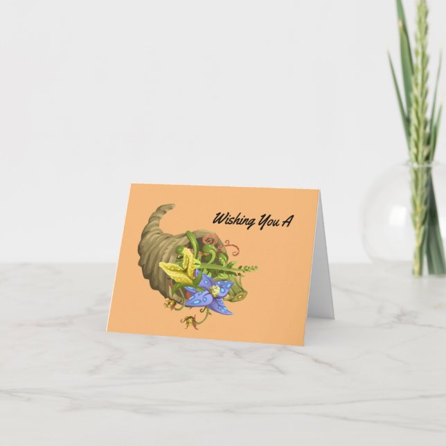 Pretty Cornucopia Holiday Card (Front)