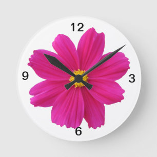 pretty cosmos flower round clock