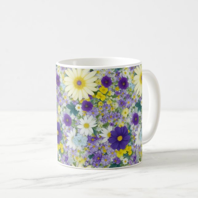 Pretty Cottage Flowers Coffee Mug (Front Right)