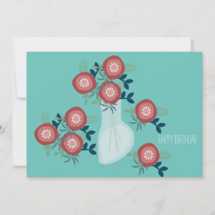 Pretty Country Floral in Vase Birthday Wish Cards