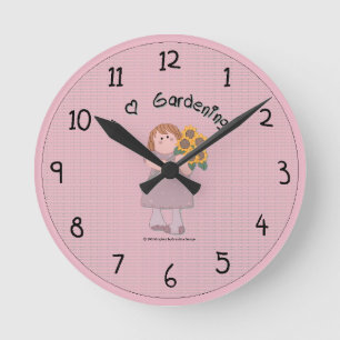 Pretty Country Garden Girl Wall Clock