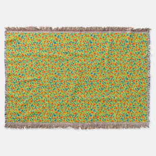 Pretty Country Marigolds on Blue Throw Blanket