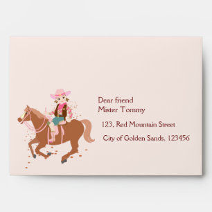 Pretty Cowgirl and horse Birthday Party Envelope