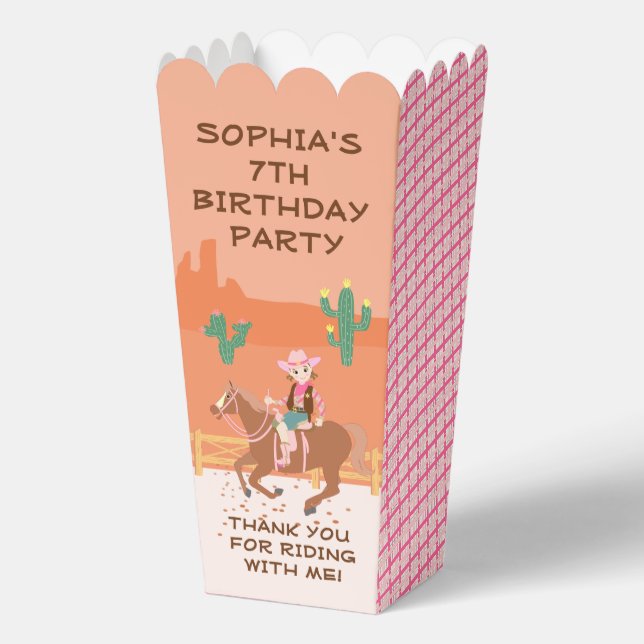 Pretty Cowgirl and horse Birthday Party Favour Box (Front)