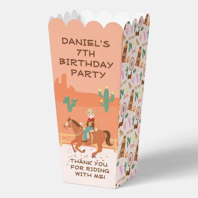 Pretty Cowgirl and horse Birthday Party Favour Box (Front)