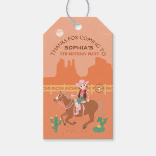Pretty Cowgirl and horse Birthday Party Gift Tags