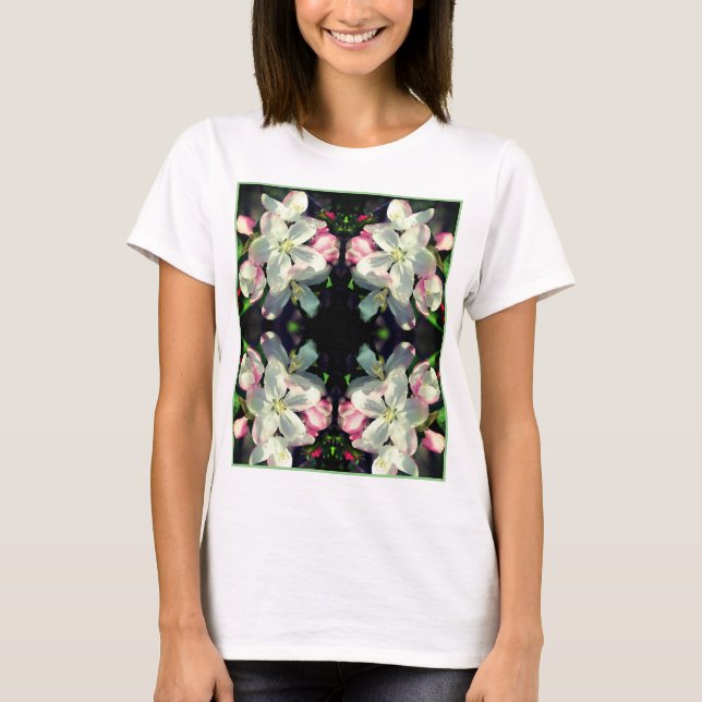 Pretty Crabapple Flower Blossoms Abstract  T-Shirt (Front)