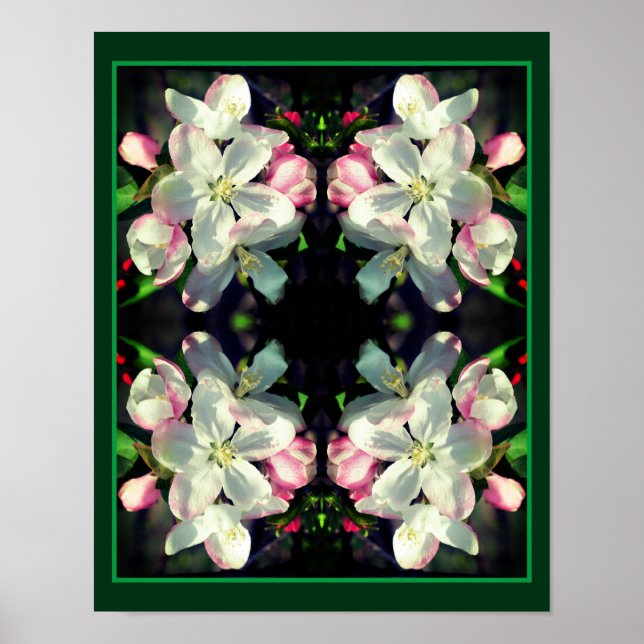 Pretty Crabapple Spring Flower Blossoms Abstract Poster (Front)