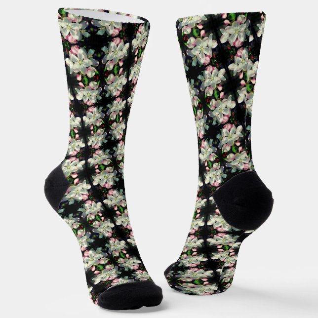 Pretty Crabapple Spring Flower Blossoms Close Up   Socks (Angled)