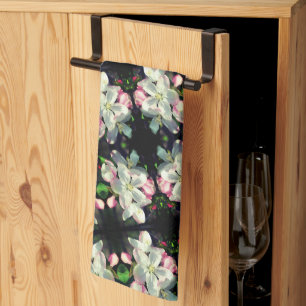 Pretty Crabapple Spring Flower Blossoms Close Up   Tea Towel