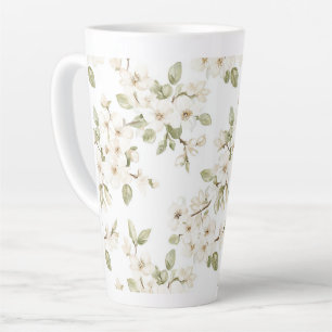 Pretty Cream Flowering Tree Latte Mug