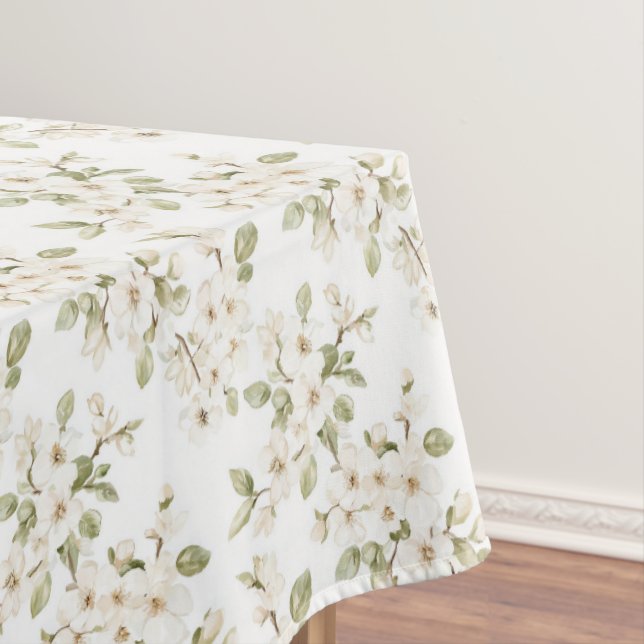 Pretty Cream Flowering Tree Wedding Tablecloth (In Situ)