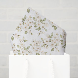 Pretty Cream Flowering Tree Wedding Tissue Paper