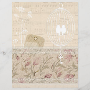 Pretty Cream & Lace Floral Scrapbook Paper