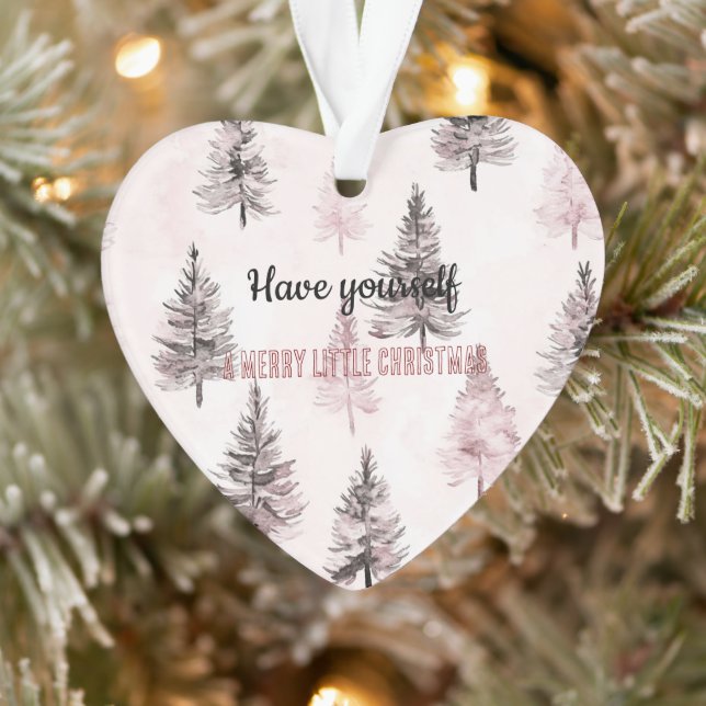 Pretty Cream Peach Floral Christmas Trees Ornament (Tree)