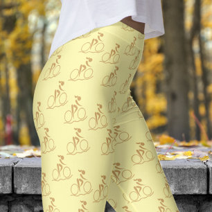 Pretty Cream White Mountain Biking Pattern Leggings
