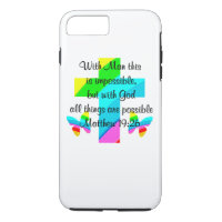 PRETTY CROSS AND RAINBOW MATTHEW 19:26 DESIGN
