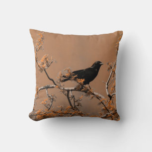 Pretty Crow On A Branch Cushion