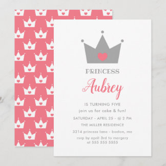 Pretty Crown Princess Birthday Party Invitation