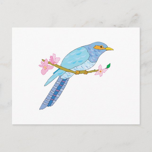pretty cuckoo bird and flowers postcard (Front)