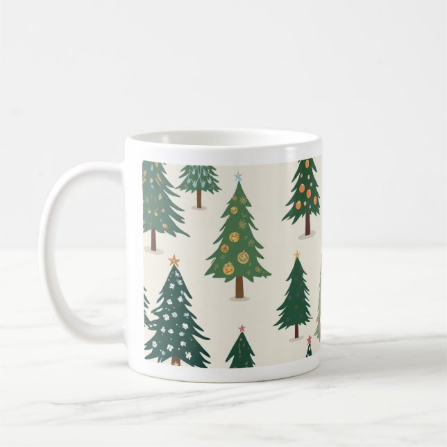 Pretty cup with a picture of a Christmas tree (Left)
