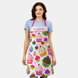 Pretty Cupcake Baking Pattern Apron