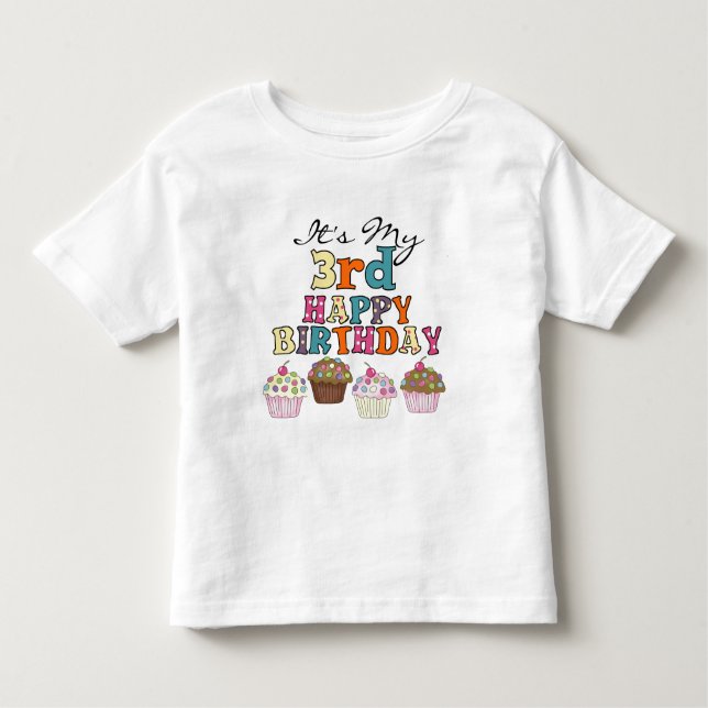 Pretty Cupcakes 3rd Birthday Tshirts and Gifts (Front)