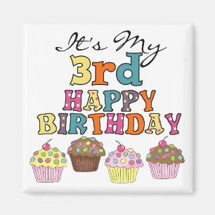 Pretty Cupcakes 3rd Birthday Tshirts and Gifts Magnet