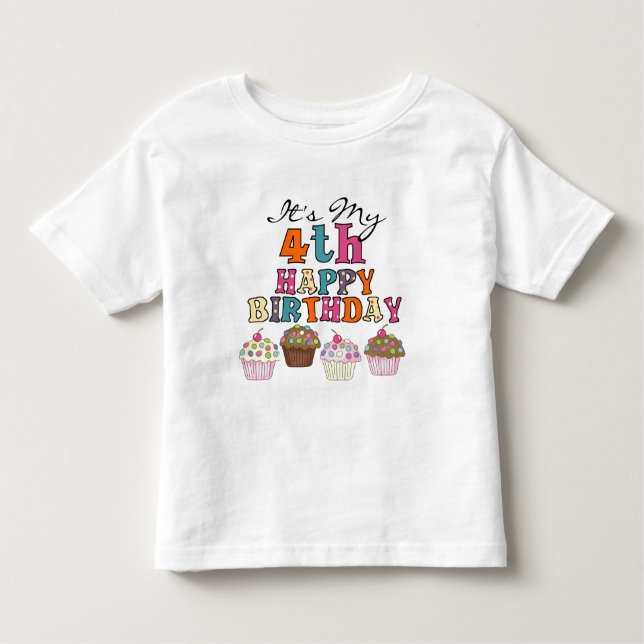Pretty Cupcakes 4th Birthday Tshirts and Gifts (Front)