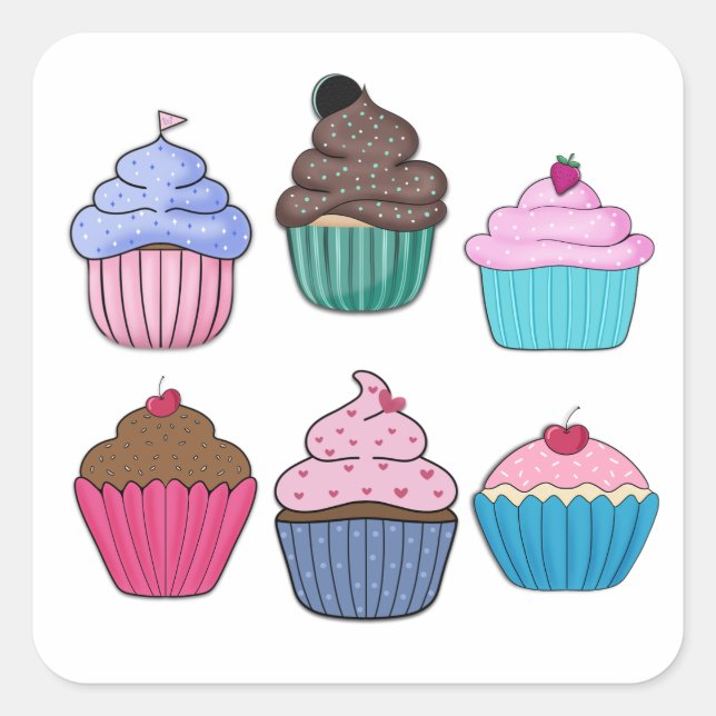 Pretty Cupcakes Square Sticker (Front)