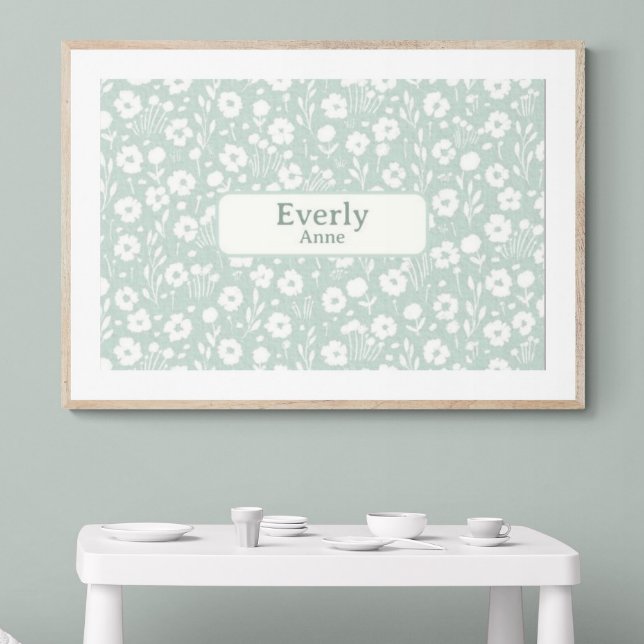 Pretty Custom Name Decor Nursery Girls Room (Customize name! Shown with white mat and wood frame. (You will receive print only) Thank you!)