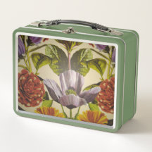Pretty Custom Purple Flower Metal Lunch Box