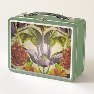 Pretty Custom Purple Flower Metal Lunch Box