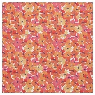 Pretty Custom Red Field Poppies on White Fabric
