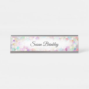 Pretty Cut Glass Personal  Desk Name Plate