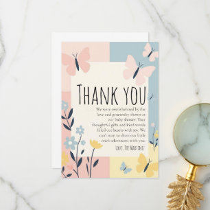 Pretty cute butterfly baby shower thank you cards