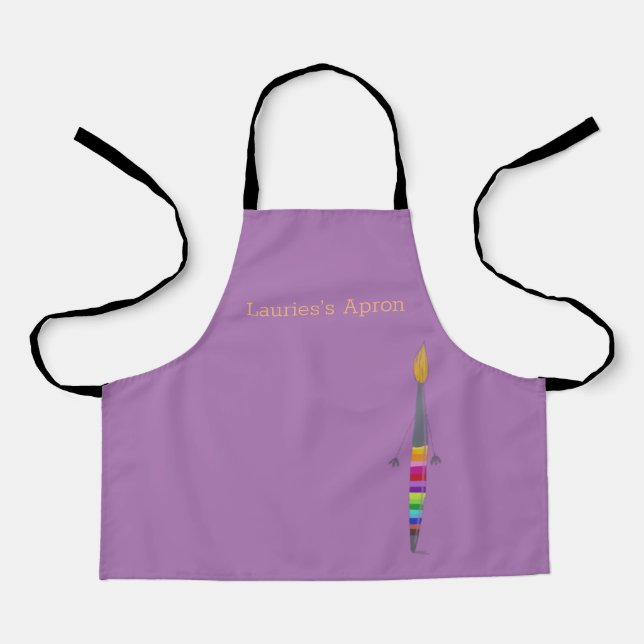 Pretty Cute Colourful Kids Polly Paintbrush Apron (Front)