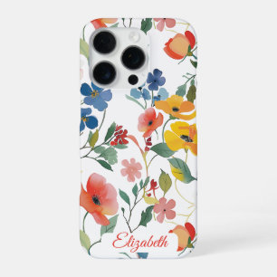 Pretty Cute Colourful Watercolor Ditsy Flowers iPhone 16 Pro Case