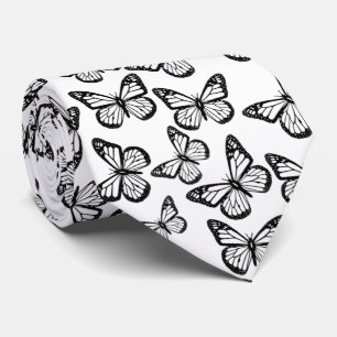  Pretty Cute Elegant Black White Butterfly Pattern Tie