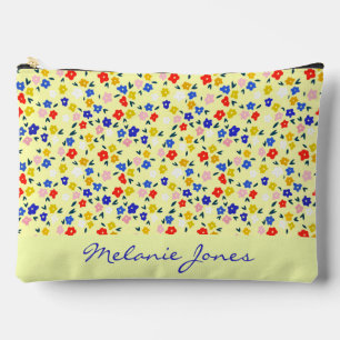 Pretty Cute Floral Pastel Yellow Personalised Accessory Pouch