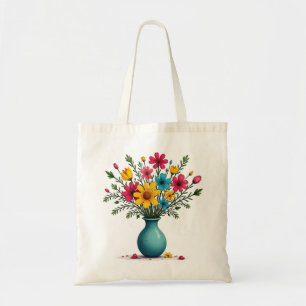 Pretty Cute Flower Vase Floral Assortment Envelope Tote Bag