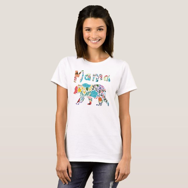 Pretty Cute Funny Mama Bear for Mother's Day T-Shirt (Front Full)
